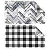 OPUX Anti Fatigue Kitchen Floor Mat, Reversible Cushioned Memory Foam Kitchen Rug Pad, Waterproof Non-Slip Padded Comfort Standing Mat Laundry Home, 32x17 (Buffalo Check Black White Herringbone)