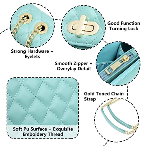 Image of ER.Roulour Quilted Crossbody Bags for Women, Trendy Roomy Shoulder Handbags with Flap Gold Hardware Chain Purses Shoulder Bag