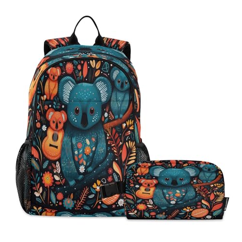 Sac à dos koala aquarelle étanche et résistant avec pochette lunch