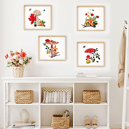 4 Sets Embroidery Starter Kit With Patterns And Instructions Mushroom Cross Stitch Set For Beginners Diy Adult Kids Craft Cross Stitch Set With Mushroom Pattern Embroidery Hoops Needles Threads #TOP6
