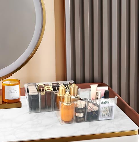 Image of Acrylic Belt Organizer - 2 Pack with Adjustable 4 Compartments & Stackable Design, Clear Storage for Closet and Drawer Organization