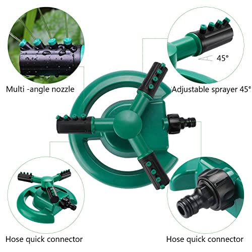 Image of Multi-Function 1 Pc Automatic 360 Rotating Adjustable Round 3 Arm Lawn Water Sprinkler for Watering Garden Plants /Pipe Hose Irrigation Yard Water Sprayer Rain Water Gadget Fountain Sprayer