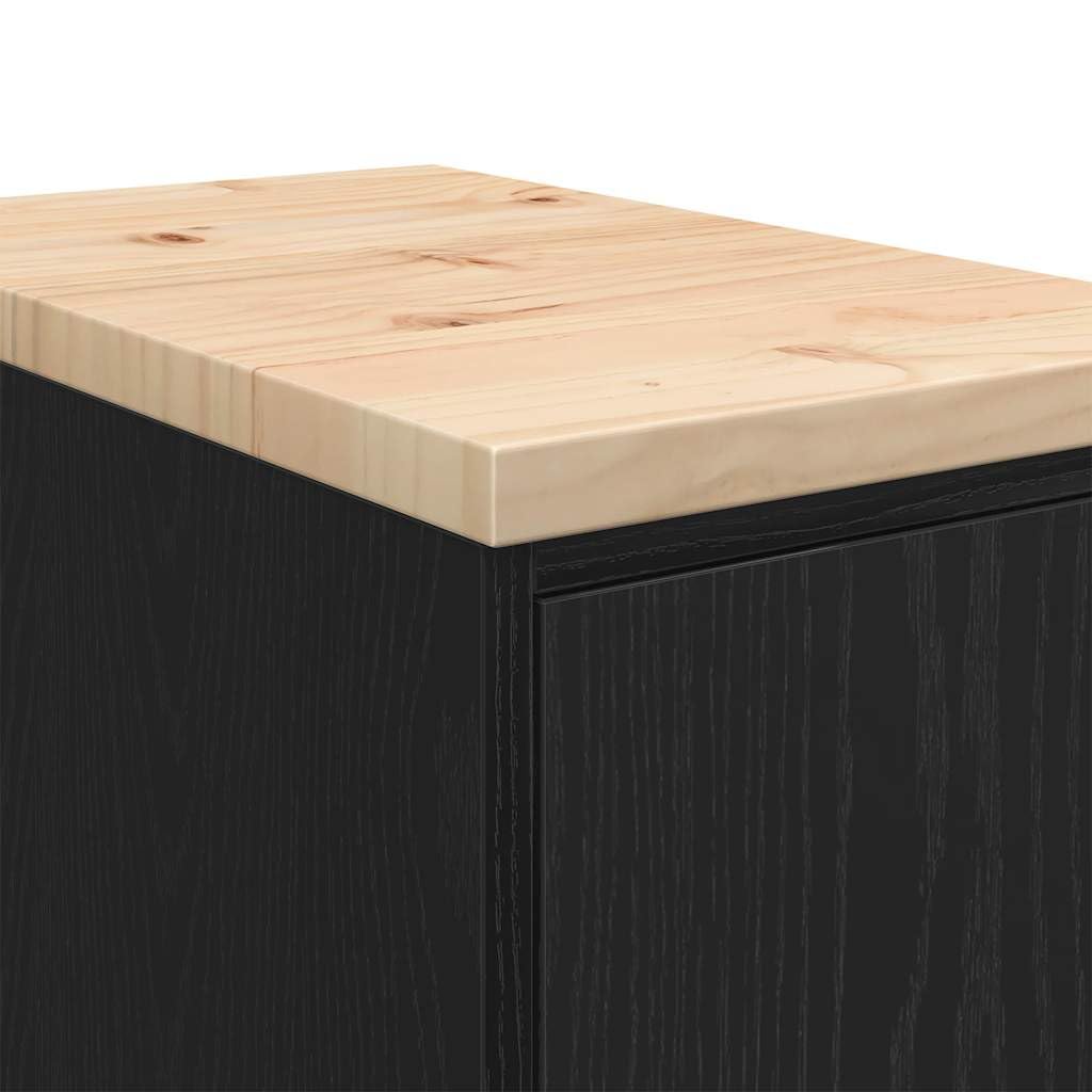 vidaXL Garagen-Aufbewahrungsschrank Schwarz Massivholz Kiefer, Schrank, Werkzeugschrank, Lagerschrank, Garagenschrank, Aufbewahrungsschrank