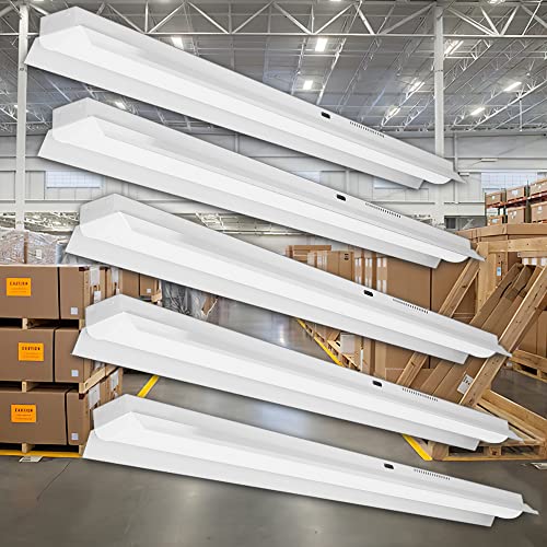 反射笠付型 LEDベースライト 40W形 2灯相当 笠付トラフ型 LED蛍光灯 器具一体形 LEDキッチンべースライト 消費電力50W 高輝度8000lm 傘付型 天井直付型 連結使用可能 1250mm 防震效果ある 無輻射 PSE認証 (5台昼白色500