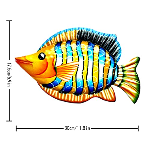 Hhgrowe 11.8 Inches Hand-Painted Metal Fish Art Wall Decor Coastal Ocean Sea Hanging Decorations Garden Pool Decor Set Of 4 Colorful Outdoor Or Indoor Wall Sculptures … #TOP3