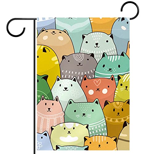 Drapeau de jardin motif chat mignon drapeau de cour saisonnier extérieur imprimé