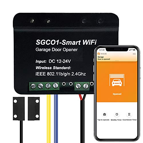 Smart WiFi Garage Door Opener Controller, Remotely Control Existing Garage Opener with APP