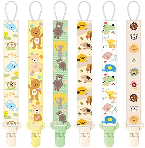 Attache Tetine pour Bebe, Fille et Garcon Dolbomy - Lot de 6 Personnalisé avec Prenom - Pour Sucette, Doudou ou Jouet - Inclus 2 Anneaux en Silicone pour Tetines MAM - Cadeau de Naissance Cover