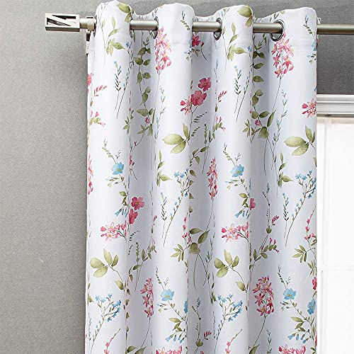Linentalks Floral Bedroom Curtains 84 Inches Long 2 Panels Set, Farmhouse Thermal Insulated Blackout Curtains For Living Room, Grommet Room Darkening Curtains, Boho Black Out Curtains Green Red Multi #TOP3