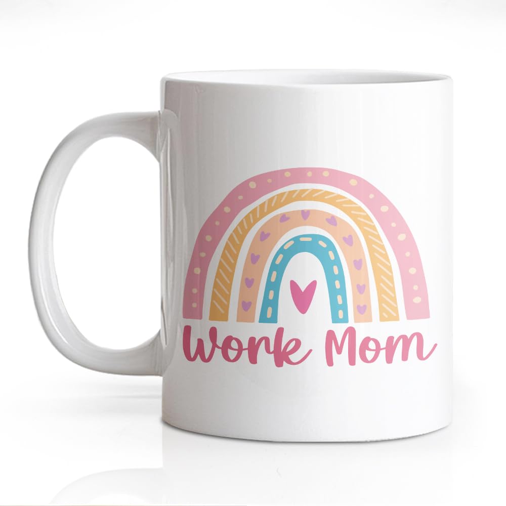 DYJYBMY Work Mom Mug, Warm Heart Coffee Mug, Funny Work Cup, Inspirational Thank You Gifts for Coworker Boss Women Friend, Motivational Gifts for