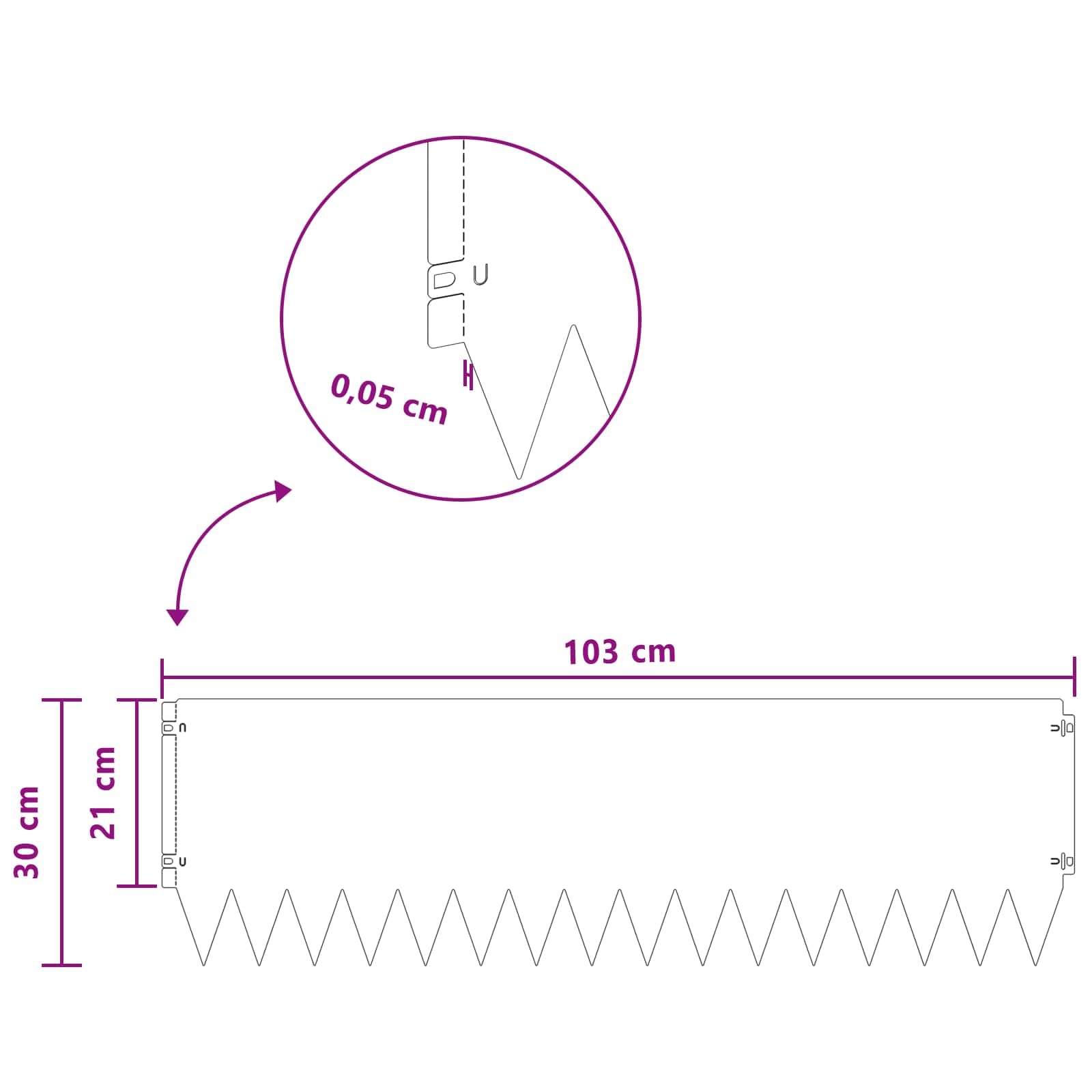 vidaXL Rasenkante 10 STK. 103 x 30 cm Stahl Anthrazit