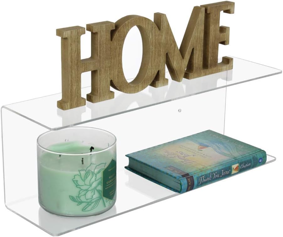 SOURCE ONE Premium 2 Tier Floating Acrylic Shelf for Bedrooms, Bathrooms, Kitchen & Office Use (16 Inch)