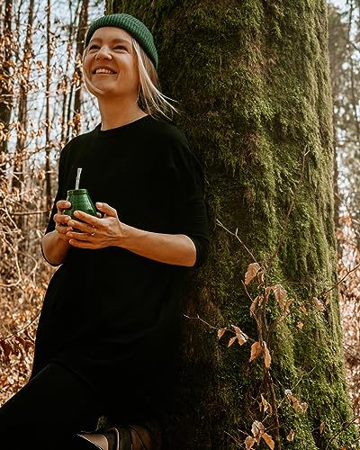 caámate. Yerba Mate Tee Set ● Das Original ● Keramik Matebecher + Edelstahl Bombilla (grün) – Ansicht 3