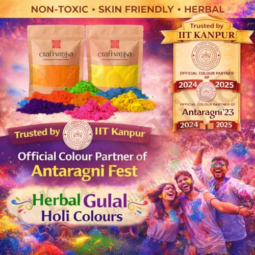 Image of CraftVatika Natural Holi Color Gulal Rang | 80g - 1 Shades x 80g Gulal Organic Holi Colours | Eco Friendly Holi Color Non Toxic Holi for Family, Skin Safe Colors Pack of 1 Multicolor