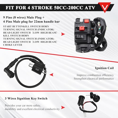 Image of PRO BAT Complete Lifan 200cc Dirt Bike Electrical Wiring Harness Kit | with 8 Coil CDI Stator Tail Light for 150cc 200cc 250cc 300cc 4 Wheelers ATV Go Kart Quad Zongshen Lifan YX