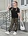 Arshiner Girl's 2 Piece Outfits Fashion Short Sleeve Tops and Sweatpants with Pockets Kids Sweatsuit Set Camouflage 7-8Y