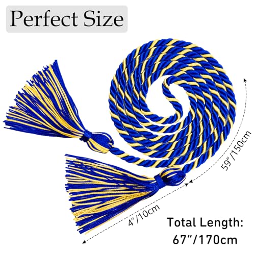 Image of Graduation Honor Cords Royal Blue and Gold Graduation Cords, 67 inch Long for Graduation Students