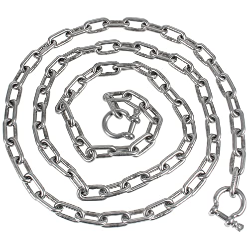 Veithi Anchor Chain,316 Stainless Steel Boat Anchor Chain 5/16" Dia By 10 Ft Long, Anchor Chain For Boats With 2 Pcs 3/8" Anti-Off Shackles,Marine Grade #TOP22