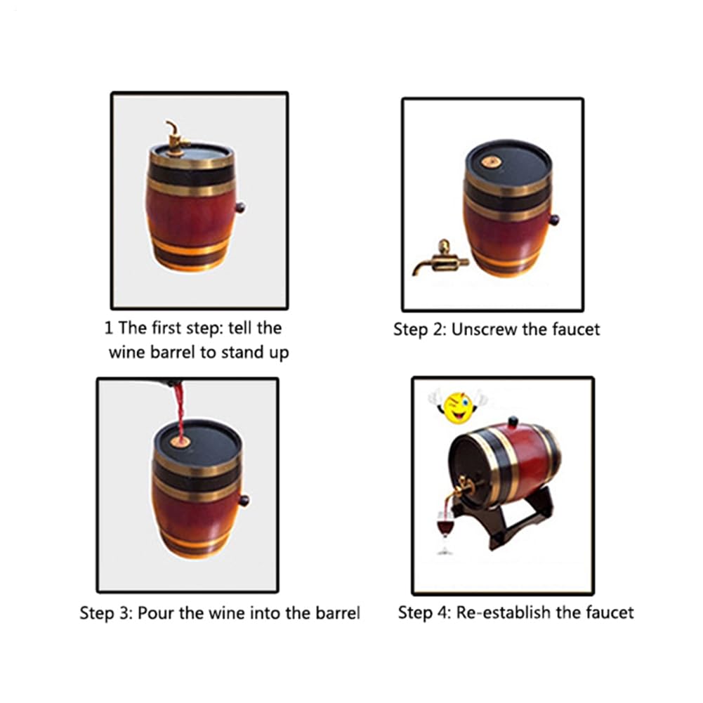 Tonneau en chêne – Tonneau en bois de 1,5 L, fût de rangement de 3 L | Distributeur d'alcool personnalisé gravé pour whisky, vodka, rhum, tequila, bière, spiritueux, récipient décoratif pour cuisine