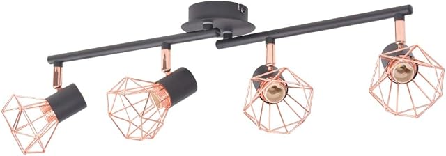 vidaXL Ceiling Lamp with 4 Spotlights E14 Black and Copper Lighting Fixture