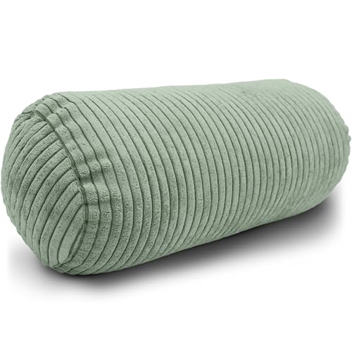 Amilian Nackenrolle mit Bezug 40x15 cm – Cord Kissen mit Füllung – Waschbar – Für Erwachsene & Kinder – Ideal für Nacken (Blattpoesie, 40 x...