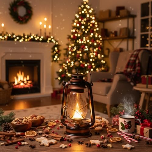 Image of Hortsun 6 Pieces 12 Inch Vintage LED Hurricane Hanging Lantern