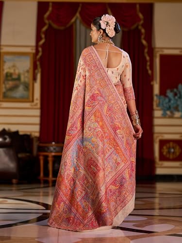Image of SWORNOF Women's kanjivaram banarasi silk saree for festival Wedding silk with rich pallu Design sarees for women with Unstitched blouse piece
