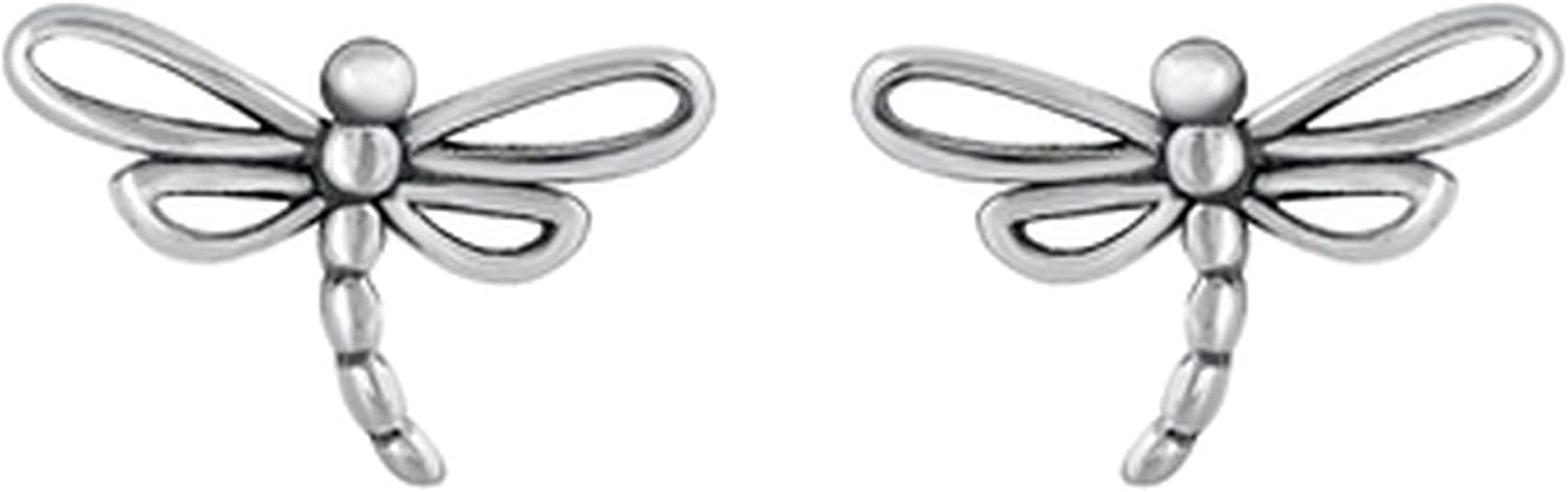 Tiny Dragonfly Stud Earrings 925 Sterling Silver Push Back