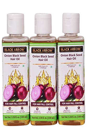 Black Arrow Onion Black Seed Hair Oil Pack of 3 - Boosts Hair Growth, Reduces Hair Fall, Natural Hair Oil, 100% Chemical Free, Sulphate free - 100 ml x 3-300 ml