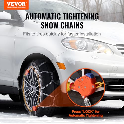 VEVOR Tire Chains, Snow Chains for Cars SUV Pickup Trucks, 2 Pack Adjustable Snow Tire Chains Compatible with Tire Width 225 235 255 265 275 - Series 232605 - Image 3