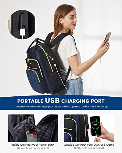Image of LOVEVOOK Laptop Backpack for Women, Fashion Travel Work Commuter Backpack Purse with USB Port, Lightweight Casual Daypacks, Nurse Teacher College Computer Bag, Fit 15.6 inch Laptop