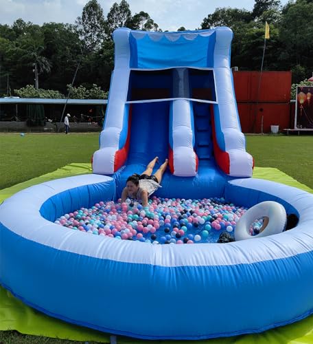 24FT(L) Commercial Grade Water Slide for Kids Adults, (Heavy Duty Full PVC) (Big Airtight Water Pool), (950w UL Blower), Inflatable Waterslide for Backyard, Ocean Outdoor Slide Park, 24x13x12ft