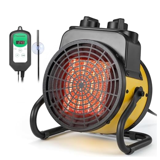 Air Choice Greenhouse Heater with Digital Thermostat, 1500W Outdoor Space Heater, Overheat Protection & 3S PTC Fast Heating, Grow Tent Heater for Winter Plants, Patio, Greenhouse, Camping, Garage