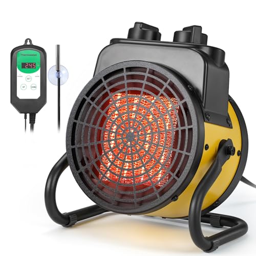 Air Choice Greenhouse Heater with Digital Thermostat, 1500W Outdoor Space Heater, Overheat Protection & 3S PTC Fast Heating, Grow Tent Heater for Winter Plants, Patio, Greenhouse, Camping, Garage