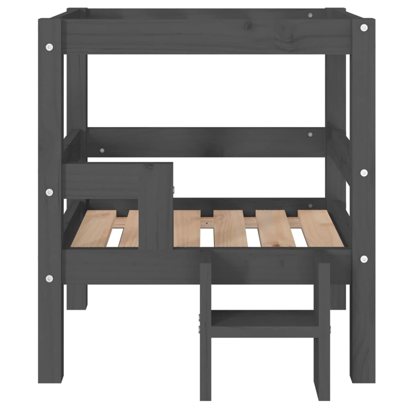 ZEYUAN Cama para Perros Madera Maciza de Pino Gris 55,5x53,5x60 cm, Colchon Perro, Cuna Perro, Cama Mascota, Dog Bed, Cama para Perros Y Gatos