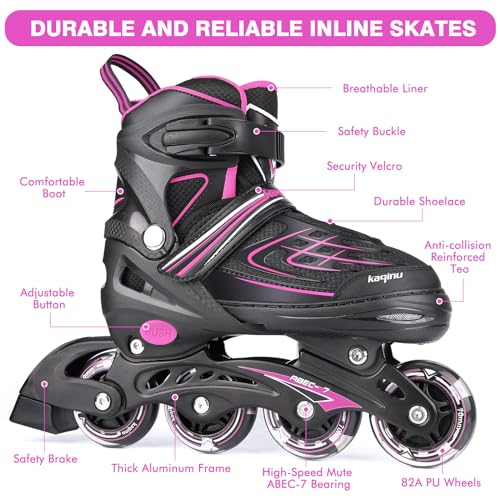 Image of Adjustable Inline Skates, Outdoor Blades Roller Skates with Full Illuminating Wheels for Kids and Adults, Women, Girls and Boys