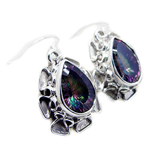 Boucles d'oreilles en quartz mystique poire et argent sterling pour femme