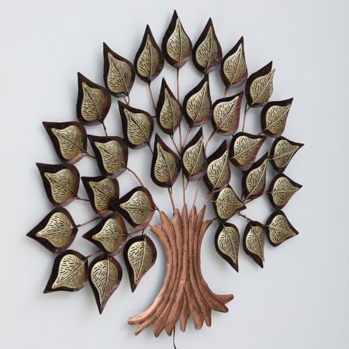 Image of Metal Tree Leaf Wall Art Home Decoration Modern & Stylish Wall Decor Piece Perfect for Living Room /Hotel /Restaurant /Bedroom /Drawing Room (Without LED)