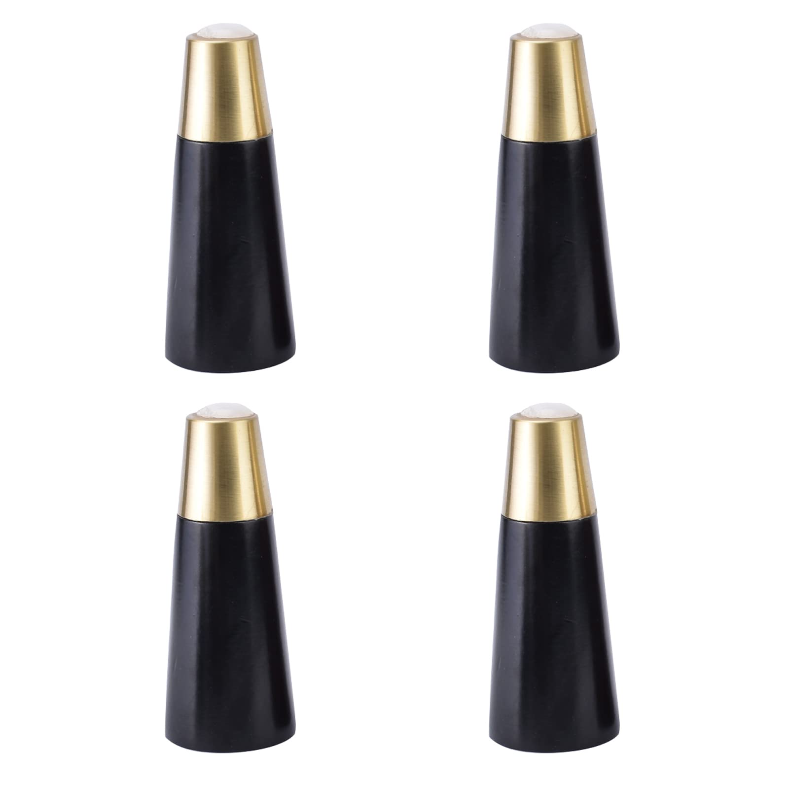 FCXURKOD Mid-Century Modern Wooden Furniture Legs - Set of 4 Round Tapered Replacement Legs with Brass Base for Cabinets Coffee Tables Ottomans Sofas (Black 20cm/7.87in)