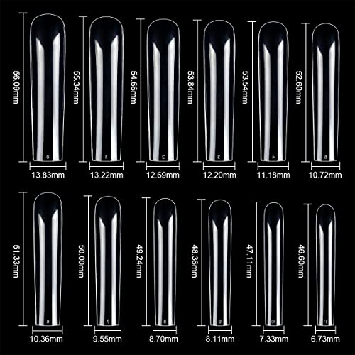 360Pcs No C Coffin Nail Tips, 12 Sizes Clear Acrylic Poly Nail Extra Long Straight Tapered Square Extension Tips Full Cover Extension Transparent Long Curve Nail Tips For Salons And Diy Nail Art With Box #TOP2