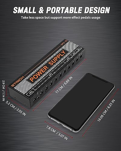 image for STRICH Guitar Pedal Power Supply, 10 Isolated DC Output for 9V/12V/18V