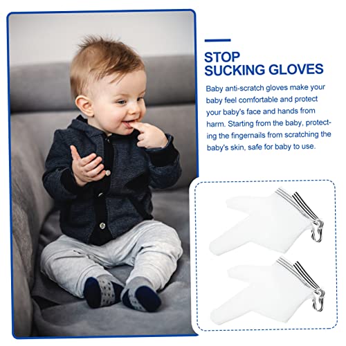 FAVOMOTO 1pair Boy Girl Stop Sucking Finger Gloves Breathable Protector for Boy Girl Thumb Mitts to Prevent Hand Biting for Newborn Boys and Girls Soft and Comfortable Design4