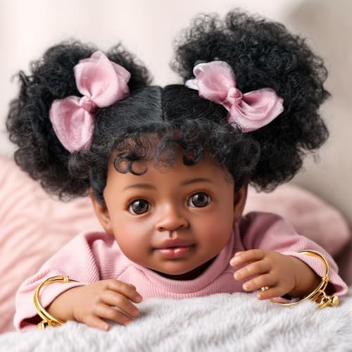 Muñeca realista BABESIDE reborn de 20 pulgadas negra miniatura 1