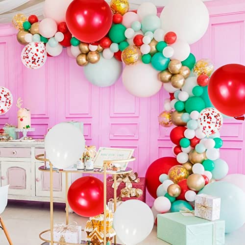 Image of Pearl Red White Latex Balloons 12 Inch Red Confetti Balloon for Birthday Wedding christmas Bridal Baby Shower Decorations.50Pcs.