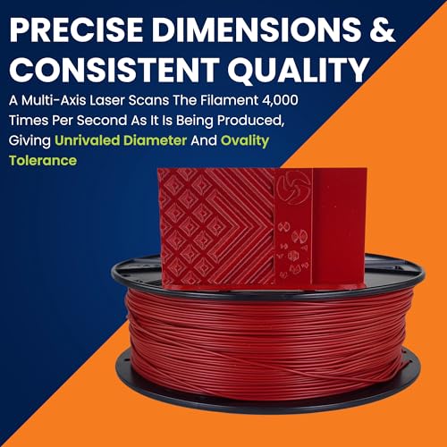 Image of 3D-Fuel 3D Filament High Temp Tough Pro PLA+ Iron Red, 1.75mm, 1 kg + /- 0.02mm Tolerance, Made in USA, Easy to Print and Works with Most 3D Printer Brands Dark Red