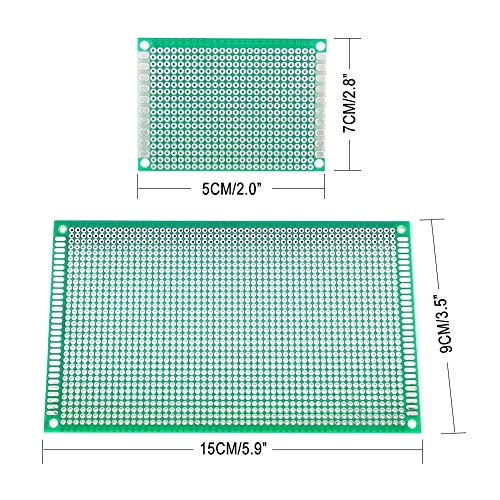 Yungui 11 Pcs Large Pcb Board Kit,10X22 Cm,15X9Cm, 9X7Cm, 7X5Cm Blank Pcb Circuit Board Prototype Board For Soldering Electronic Project Compatible With Arduino Kits 4 Sizes #TOP1