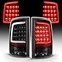 AmeriLite for 2009-2022 Dodge Ram 1500 / 10-22 Ram 2500 3500 Truck C-Type LED Tube Black Replacement Tail Light Assembly Pair - Passenger and Driver Side