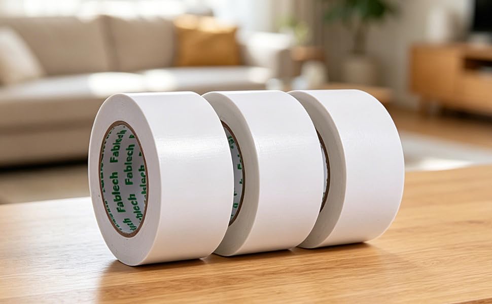Image of 3 Pack Heavy Duty Duct Tape, 9 Mil Thickness, 2 Inch x 30 Yards, Waterproof Strong Adhesive, Flexible, Tear by Hand, Multi-Use for Home Repairs, DIY, Indoor Outdoor (White)