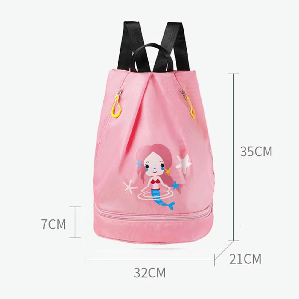 CYBHSM Dry Wet Separato Cartoon Borsa da nuoto con cerniera Zaino impermeabile Escursionismo Equitazione Spiaggia Sport Piscina Gear Bag per bambini