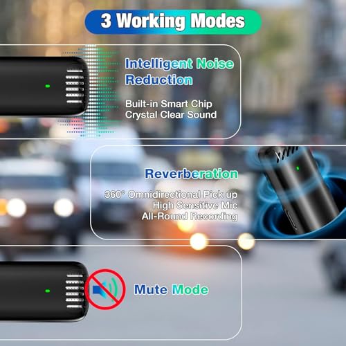 Image of GADGETSWEAR J13 Wireless Lavalier Microphone for YouTube, Vlogging, Interviews, Singing, Dual Cordless Mic with Noise Cancellation, Compatible with Android Support Type-C, iPhone, DSLR & Camera
